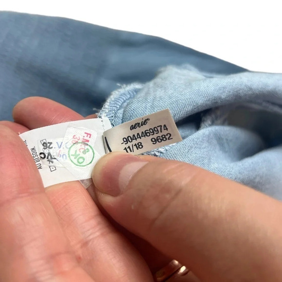 Aerie • Chambray Tie Front Knot Romper - Picture 11 of 11